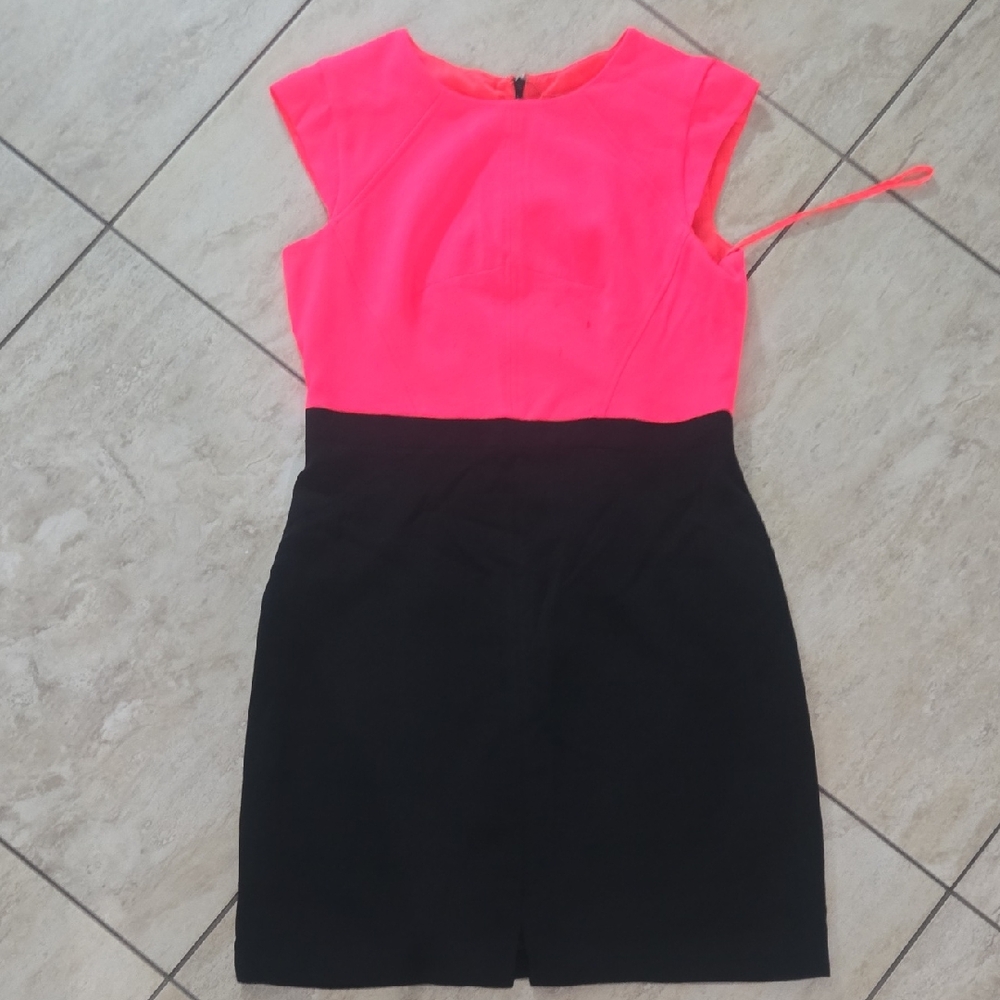 Pink and Black Colorblock Dress